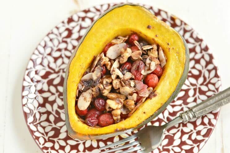 acorn squash stuffed with cranberries and apples final image