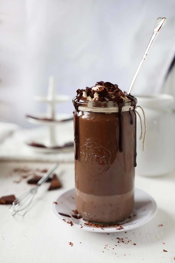 superfood hot chocolate with carob sauce