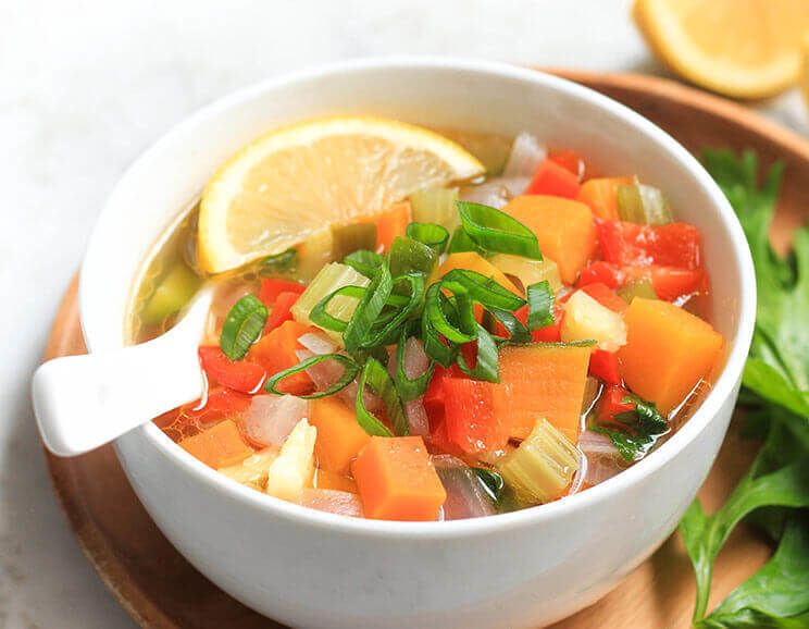 cozy rainbow vegetable soup