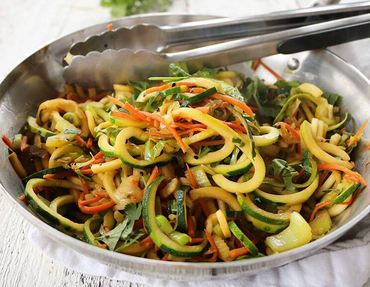 Light, Healthy Chow Mein Made with Zucchini Noodles
