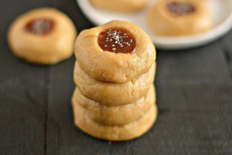 stacked jelly thumbprint cookies