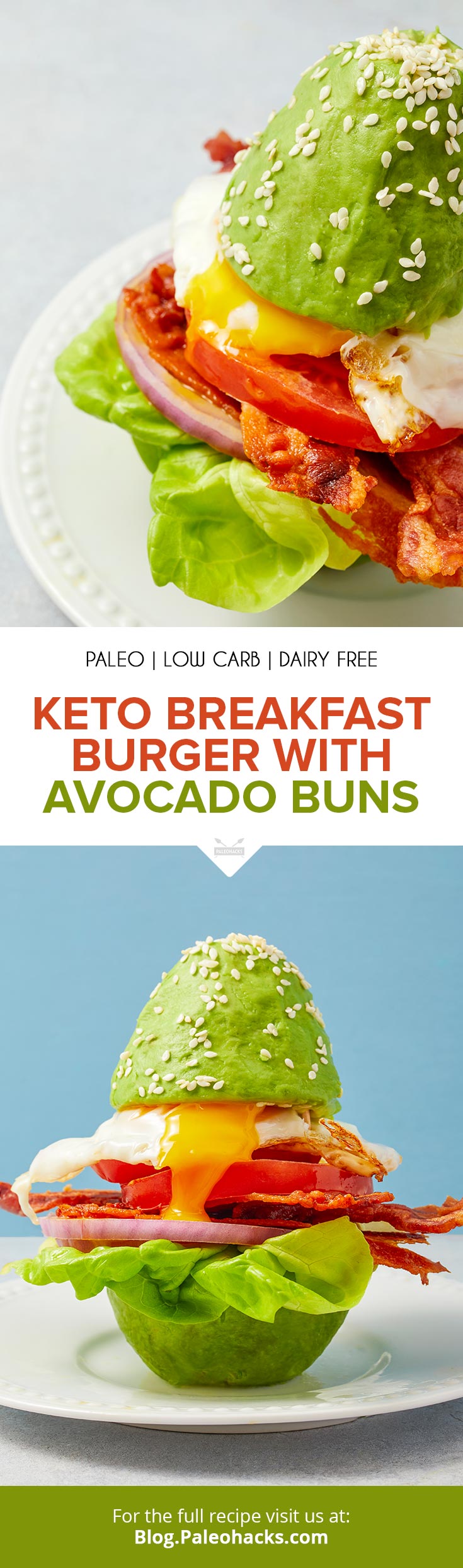 Keto Breakfast Burger with Avocado Buns 1