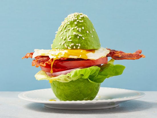 Keto Breakfast Burger with Avocado Buns 3