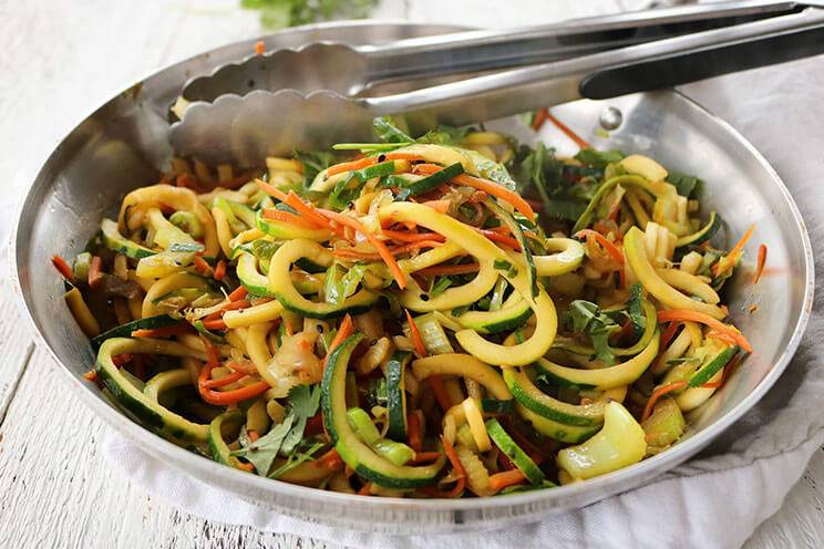 Light, Healthy Chow Mein Made with Zucchini Noodles