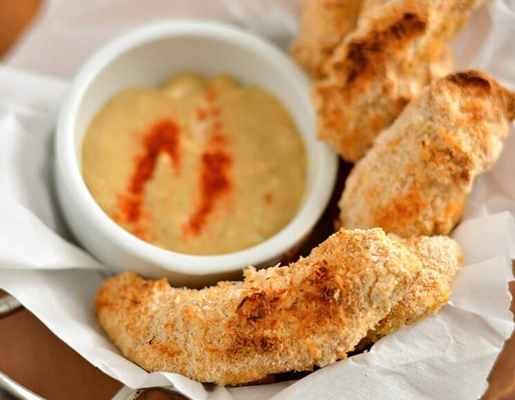 coconut crusted chicken fingers featured image