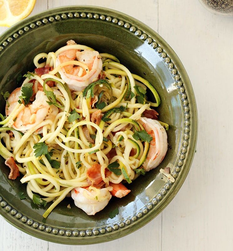bacon shrimp zucchini noodles