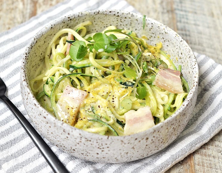 Pasta Carbonara Recipe with Light Zucchini Noodles 1