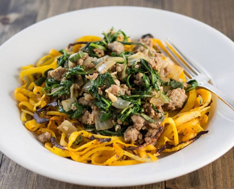 sausage and kale butternut noodles