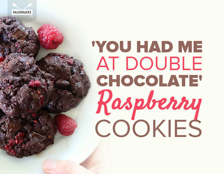 double chocolate raspberry cookies title card
