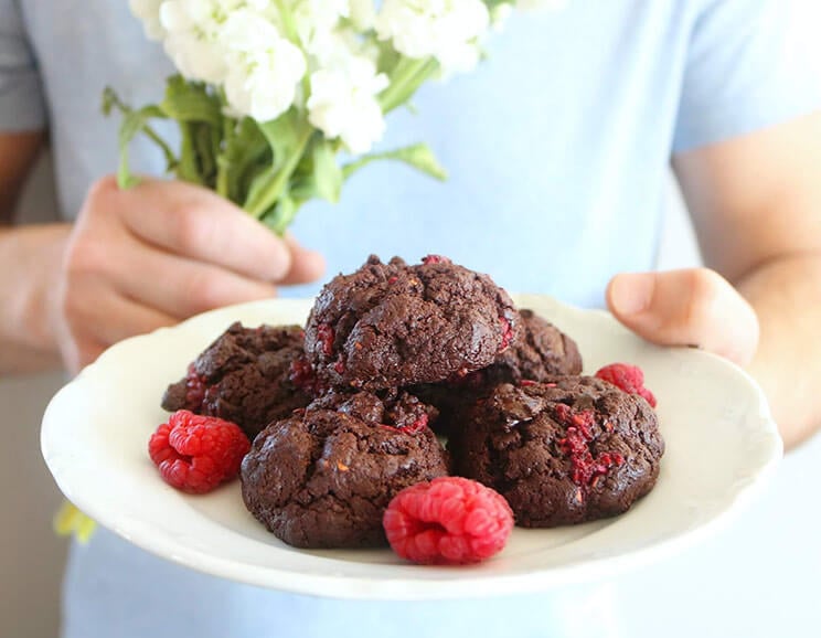 double chocolate raspberry cookies featured image