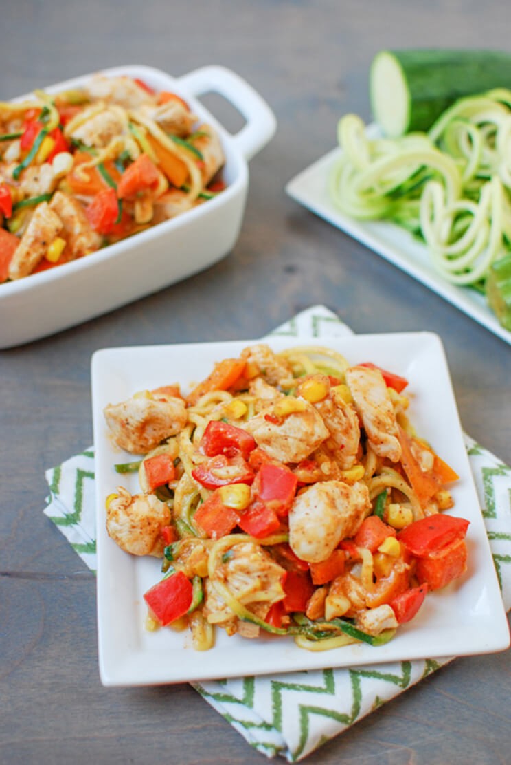 zoodles with spicy almond butter sauce