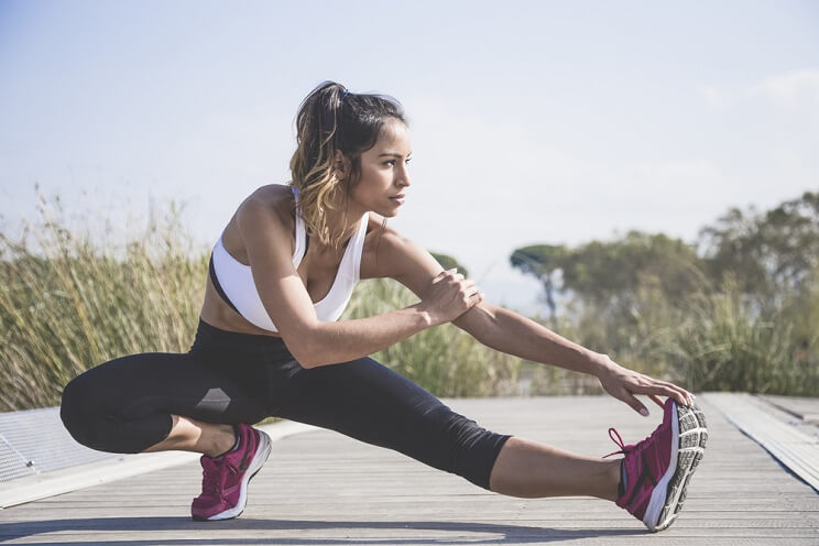 healthy woman stretching