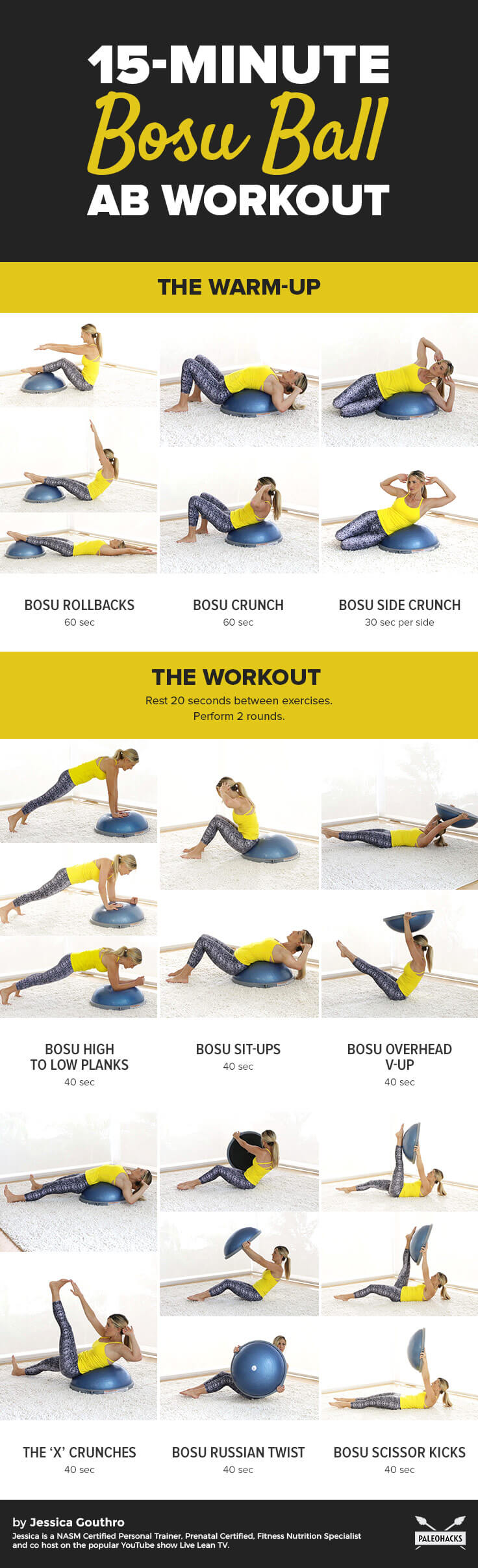 bosu ball ab workout pin infographic