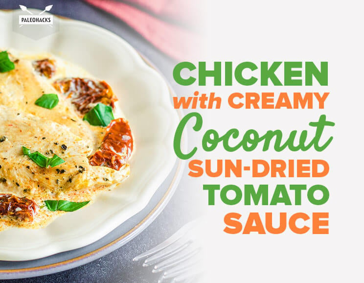 chicken with coconut sun-dried tomato sauce title card
