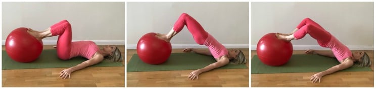 Exercise Ball Butterfly Glute Bridges