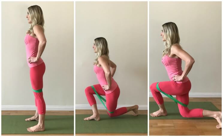 Resistance Band Curtsey Lunges