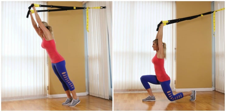 TRX overhead forward lunges