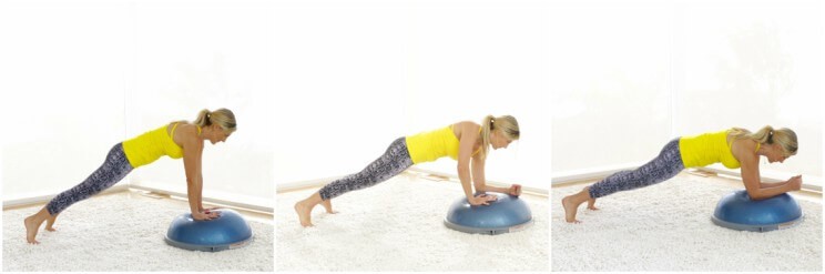 bosu high to low planks