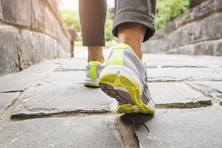 Close up of a woman's running shoes