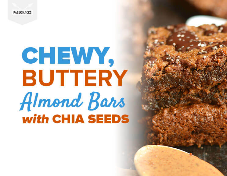 chewy, buttery almond bars with chia seeds title card
