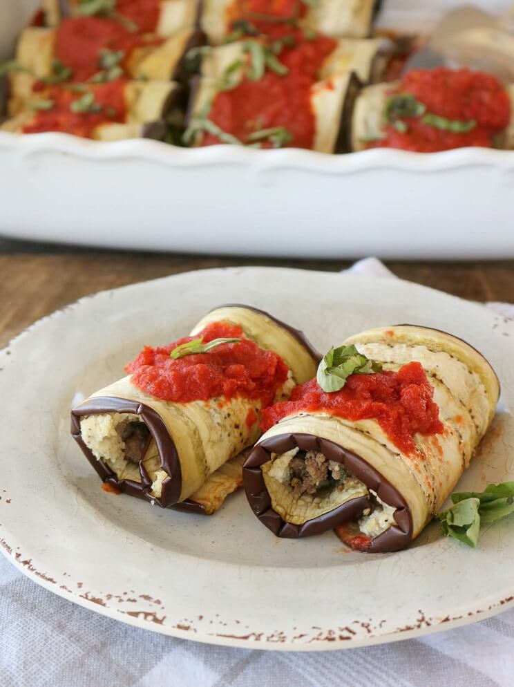 Pasta-Less Eggplant Lasagna Roll-Ups | Paleo, Dairy Free, Gluten Free