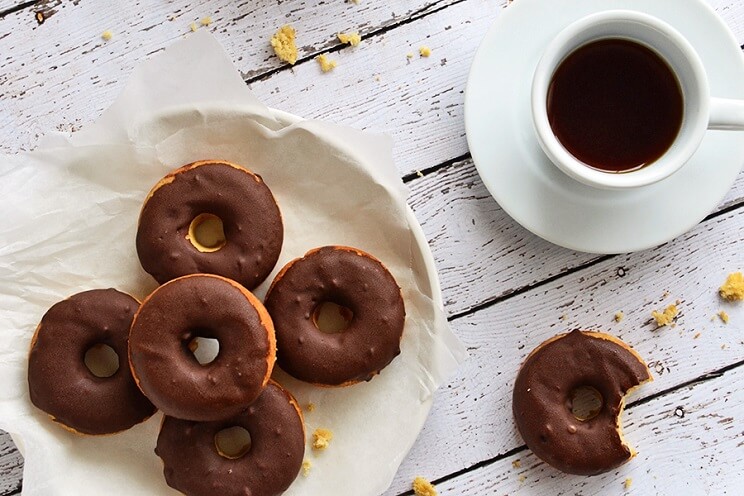 chocolate-topped donuts