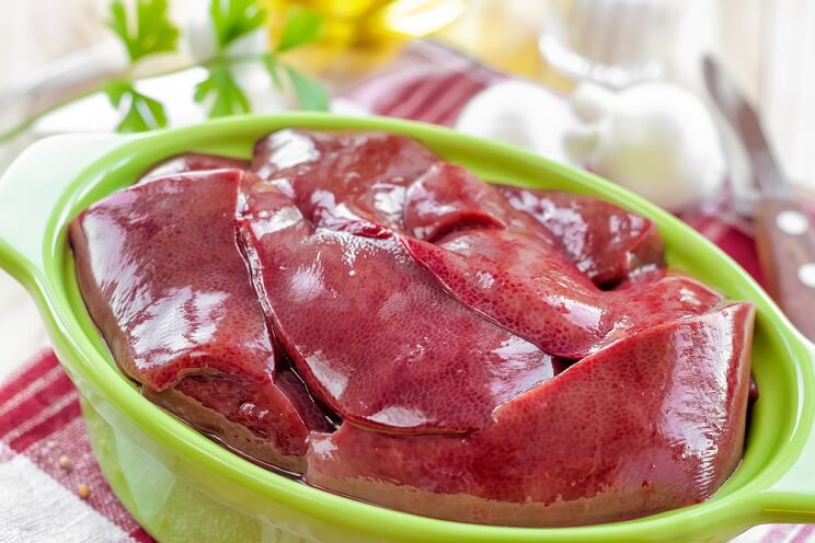beef liver in a bowl as a source of vitamin b12