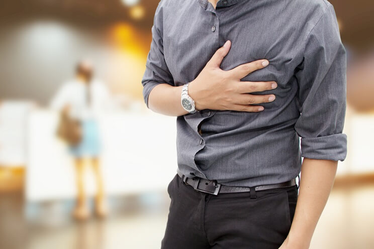 man with chest pain