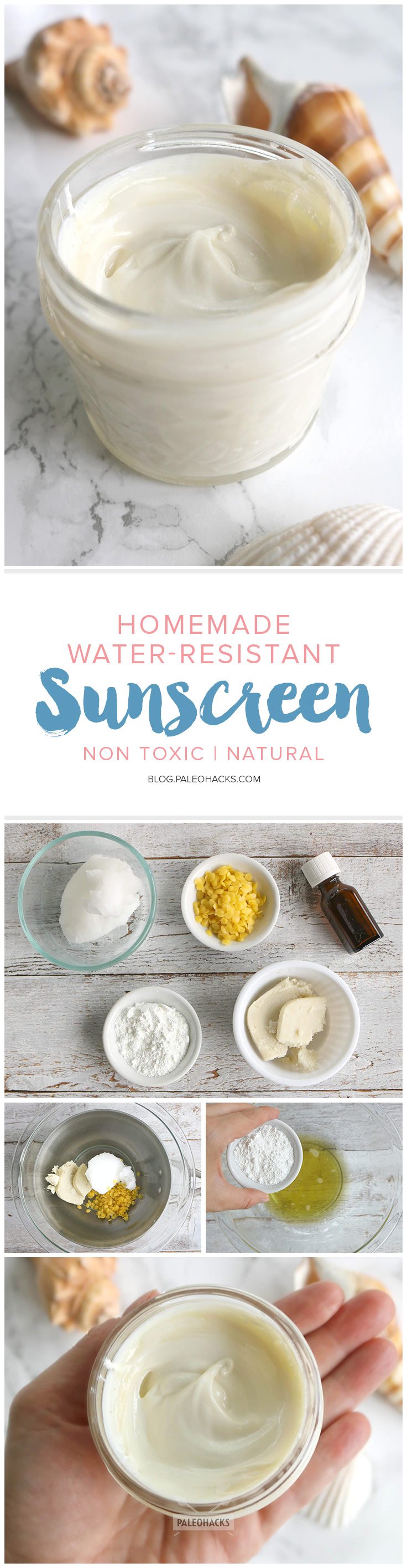 This whipped sunscreen moisturizes skin while protecting it from the sun by using the natural SPF in zinc oxide for a chemical-free sunscreen.