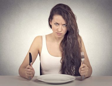 hangry girl with empty plate