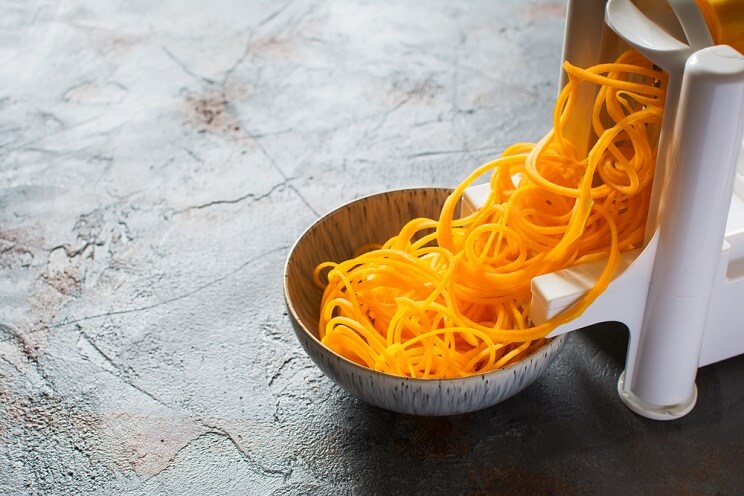 butternut squash being spiralized