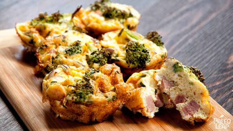 mini ham and broccoli frittatas