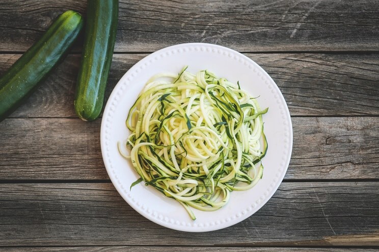gluten-free veggie noodles made from zucchini on a plate