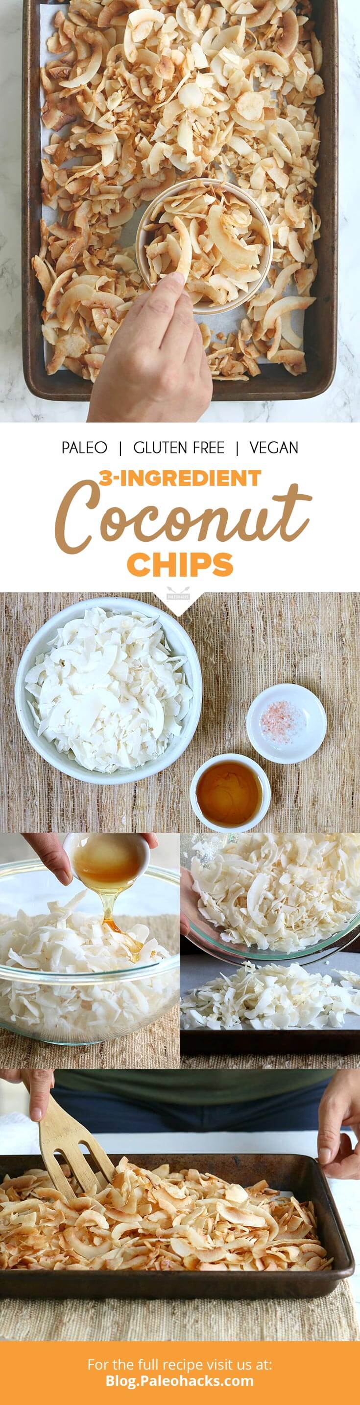 These coconut chips tossed in maple syrup and sea salt are the perfect sweet-n-salty snack. You’re going to wonder where they've been all your life!
