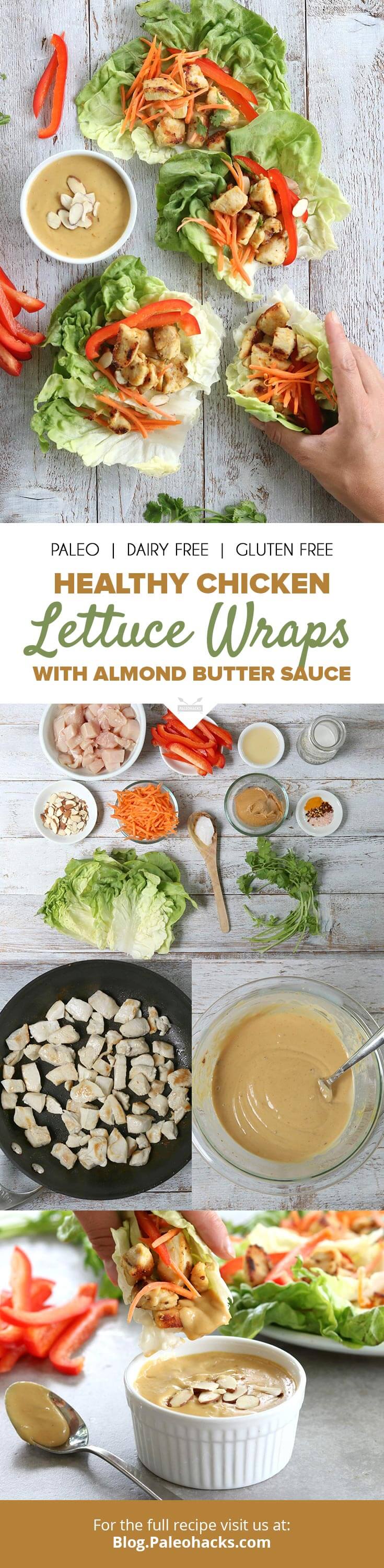 No need to call for takeout—these healthy chicken lettuce wraps are made with a creamy almond butter sauce for big flavor with way less sodium.