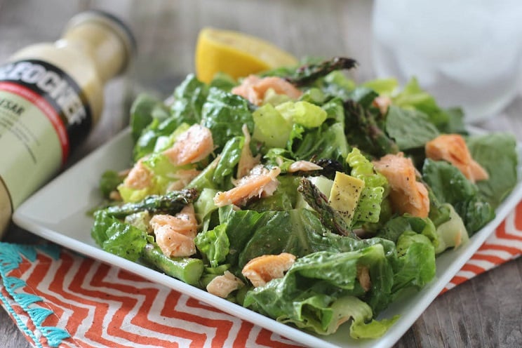 Broiled Salmon and Asparagus Caesar Salad