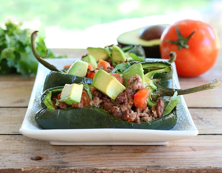 Easy, Meaty Stuffed Poblano Peppers