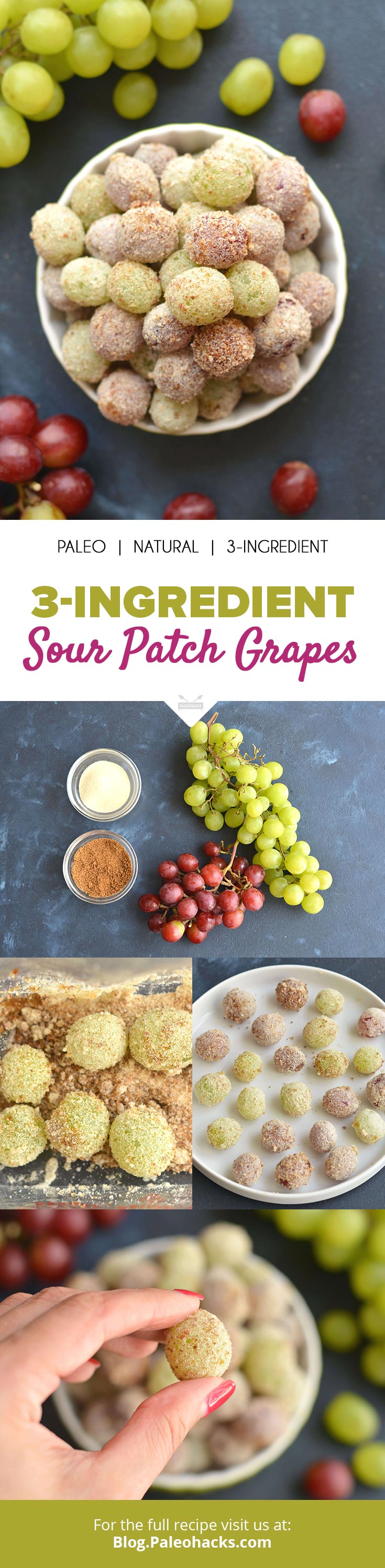 If you like sweet and tart candy, then you’re going to love the natural tangy flavor of these Sour Patch Grapes made with coconut sugar! 