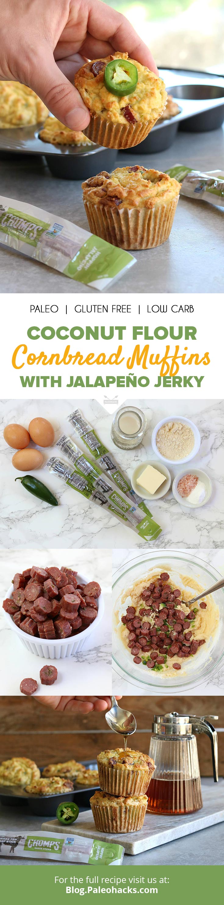 You’ve never had cornbread like this before. Paleo-friendly cornbread muffins with bites of savory beef jerky make for the perfect sweet and savory snack.