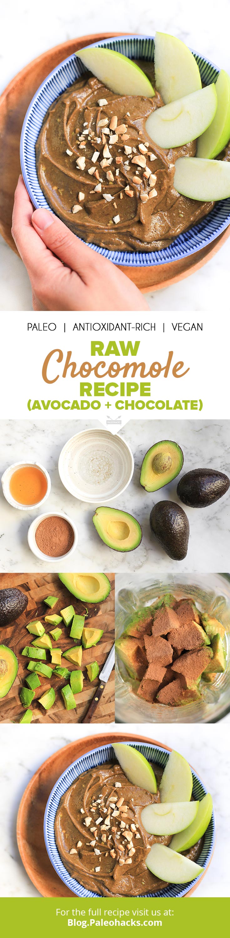 The love child of chocolate pudding and guacamole, this silky Chocomole hybrid makes for a tasty snack and a sweet dessert! 