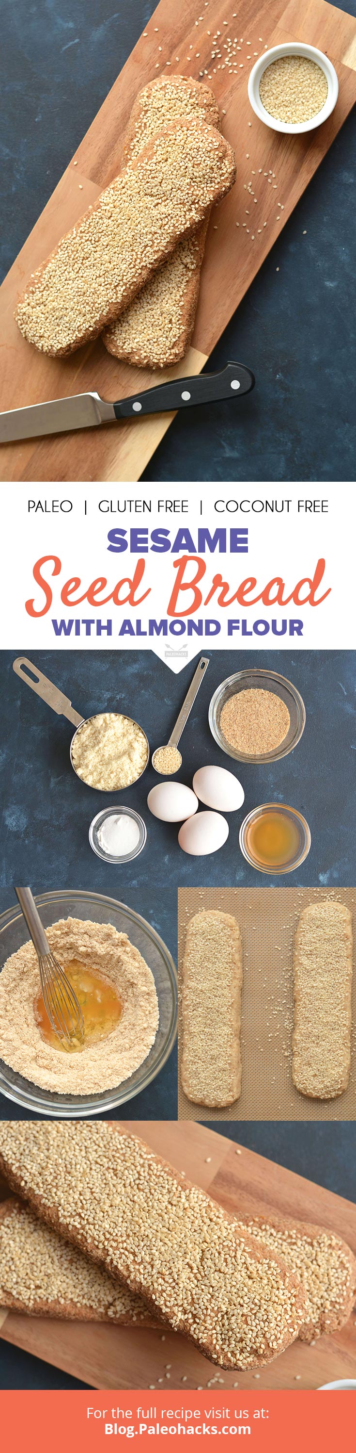This grain-free and gluten-free Paleo Sesame Seed Bread is perfect for creating sandwiches, slathering on jam or topping with avocado!