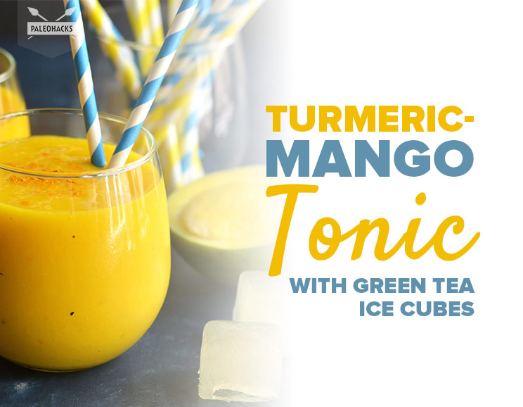 Turmeric-Mango Tonic with Green Tea Ice Cubes