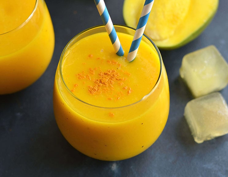 Turmeric-Mango Tonic with Green Tea Ice Cubes