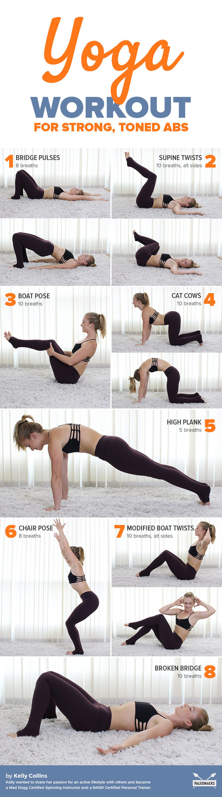 Practice the 20-minute yoga sequence below up to 4 times a week for a long, lean, and strong core. All you need is a yoga mat or towel