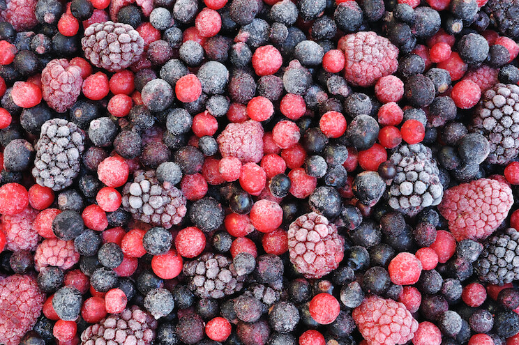 Frozen berries and raspberries