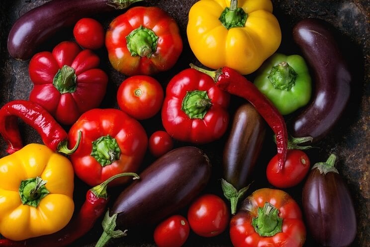 peppers and eggplant