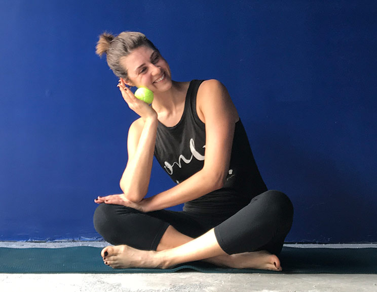 Using a tennis ball for self-massage is a wonderful (and economic) way to ease pain caused by chronic muscle tension (for neck, back, hand and knee pain).