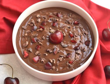 Luscious and creamy, antioxidant-rich and dairy free, this Black Forest Pudding gets topped with cherries and cacao nibs for a German-inspired dessert.