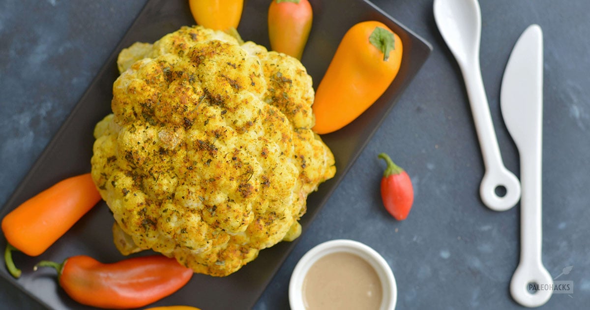 Grilled Cauliflower with Turmeric + Pepper BBQ, Vegetarian