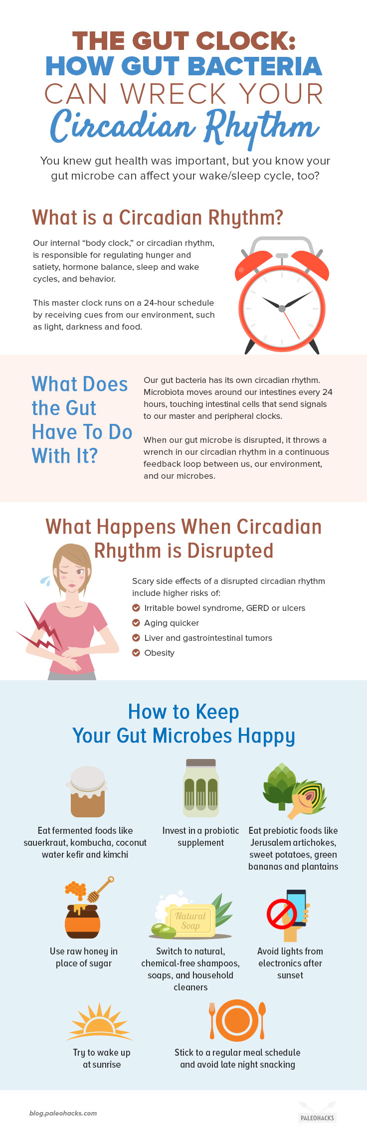 Research is now showing that our gut microbes can affect our circadian rhythm, which can alter our behavior, mood, energy levels and gastrointestinal health.